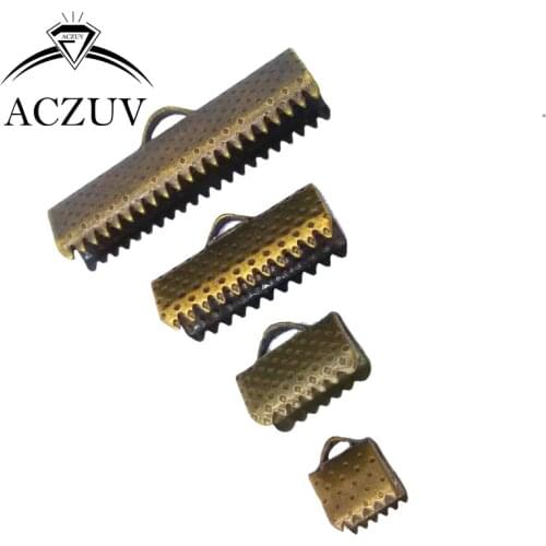 1000pcs Antique Bronze 6mm 8mm 10mm 13mm 16mm 20mm 25mm 30mm 35mm Ribbon Cord End Fasteners Clasps Clips Crimp Beads RCE004