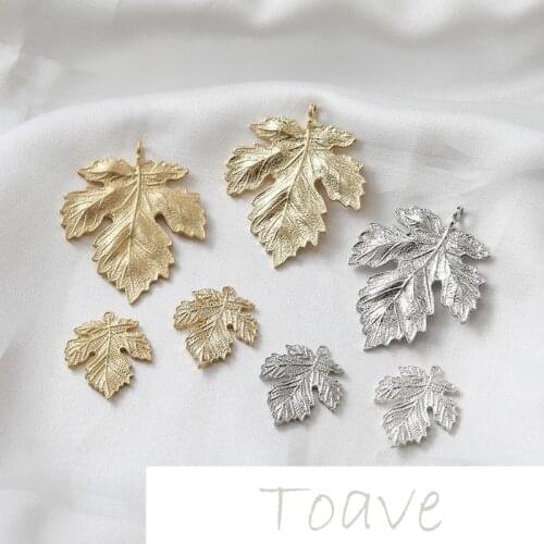 14K Gold Leaf Pendant Copper Plated Real Gold Color Preserving DIY Earring Necklace Bracelet Pendant