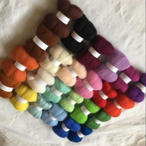 24colors 5g/10g/20g/50g/100g/color wool for felting 70s wool felt needle\wet felt use Shiba Inu Set animals feutre make fox dog