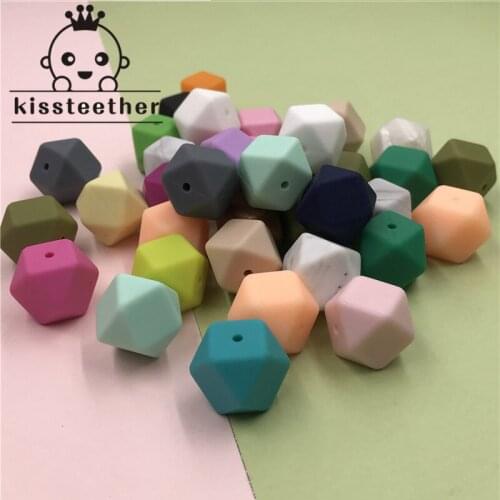 Baby Nursing Teether 17mm 5pc Silicone Octagonal Beads Can Chew DIY Jewelry Pram Toy Nursing Accessories Baby Teether