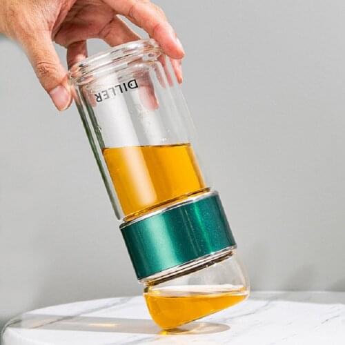 Tea Infuser Bottle Glass High Temperature Double-decker Business Tea Cup Mens and Womens Office