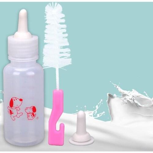 50ML Puppy Kitten Feeding Bottle Set Pet Dog Cat Bady Nursing Water Milk Feeder with Cleaning Brush Newborn Cat Drinking Bottle