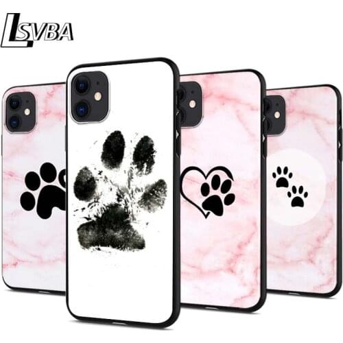 Best Friends Dog Paw For Apple iPhone 12 Pro Max Mini 11 Pro XS Max X XR 6S 6 7 8 Plus 5S Bright Black Phone Case