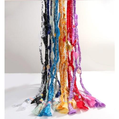 Lifefontier Bohemia Colorful Floral Fabric Twist Necklace for Women Handmade Ethnic Acrylic Beads Long Chain Necklace Jewelry