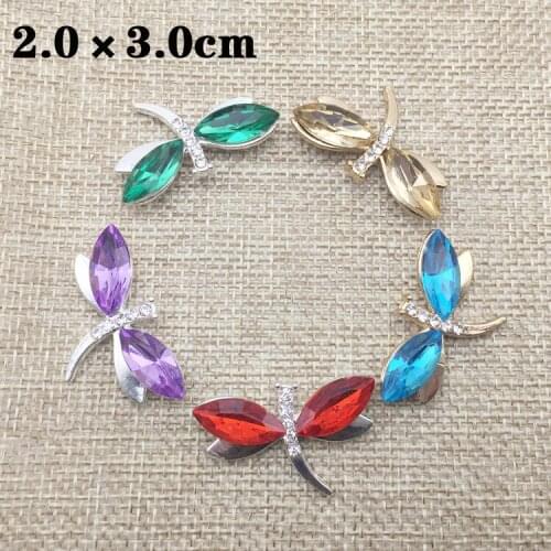 20x30mm Colorful Dragonfly Animals metal Buttons Flatback Rhinestone button for DIY accessories ZJ-1057