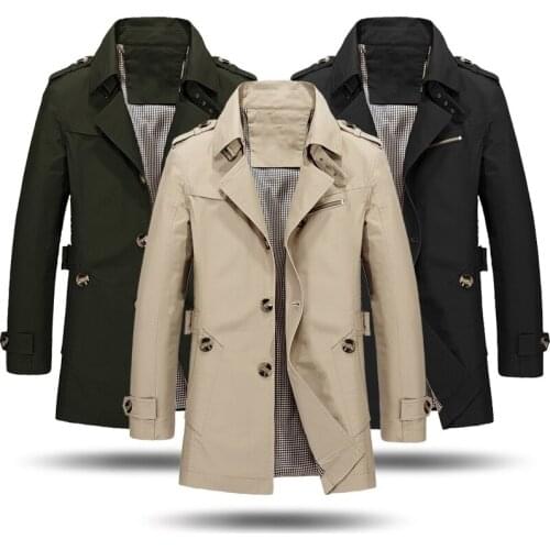 DACAIHUAZHANG Men's Hooded Trench Coats