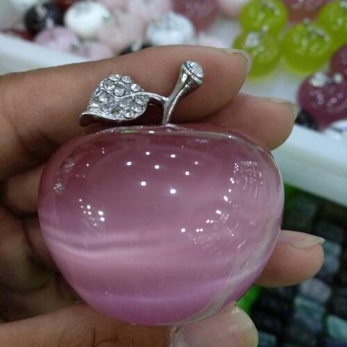 Home Decor pink Crystal Apple Wedding Decoration White Crystal Ball Craft Gift Birthday pink Glass Ball