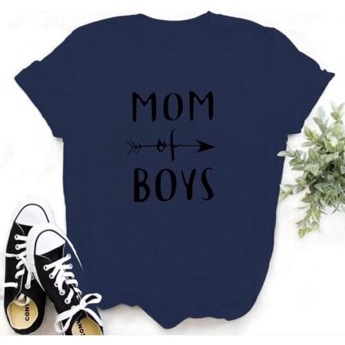 Mom Of Boys Women T Shirt Casual Funny Tshirts Kawaii Tees Top Hipster Female Harajuku Short Sleeves Shirts Woman Clothe TX00011