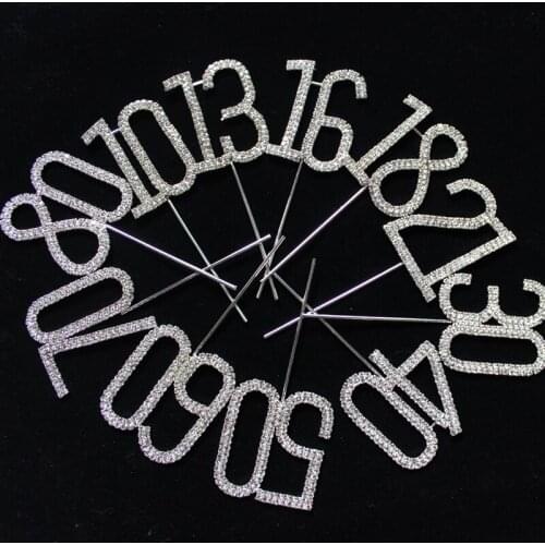 Cupcake Toppers Hot! Rhine Stone Diamond Wedding Cake Topper Birthday Anniversary Party Digital Festival Decoration Inserted