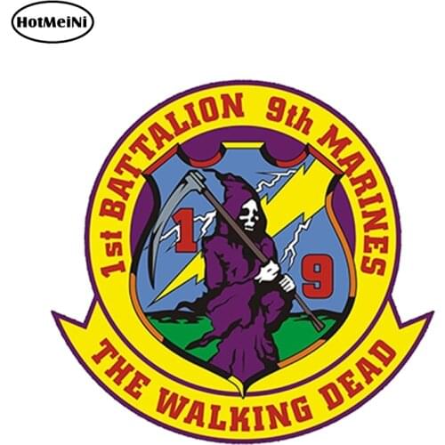 HotMeiNi 12cm x 11.3cm USMC 1st Battalion 9th Marines Insignia Military Decal Sticker Car Styling Reflective Car Stickers