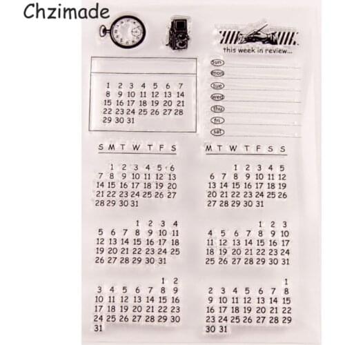 Chzimade Calendar Clear Silicone Stamp 2021 Month Week Plan Rubber Scrapbooking Stamp For Diy Cards Making Transparent Stamps