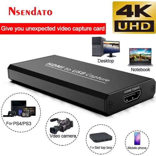 4K USB Video Capture Card USB 2.0 HDMI Video Grabber Record adapter for Youtube OBS Game DVD Camcorder Live Streaming Broadcast