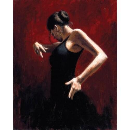 TOP art good oil painting - SPANISH DANCER Flamenco Dance woman-100% hand painted ART on canvas 32 inch-free shipping cost