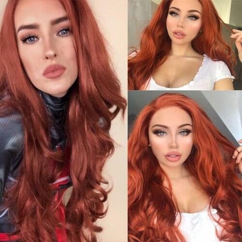 Cosplay Synthetic Lace Front Wig Curly Body Wave Glueless Black Pink Ginger Red Blue Ash Blonde Frontal Wigs For Black Women