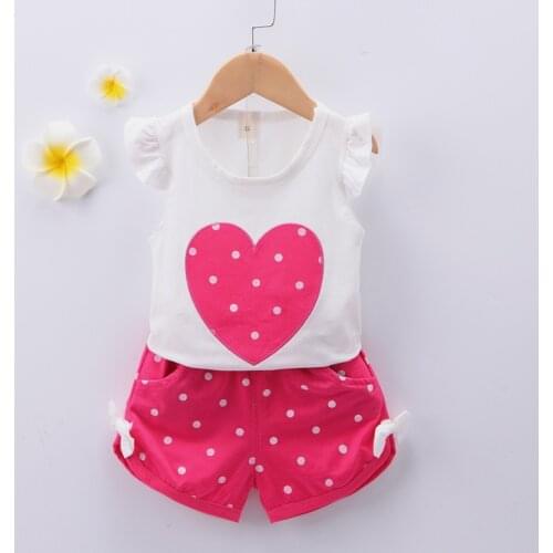 Baby Girls Summer Clothing Sets infant love Cotton Sleeveless Vest +Shorts Suits Kids Toddler Girls Sports Clothes Outfits