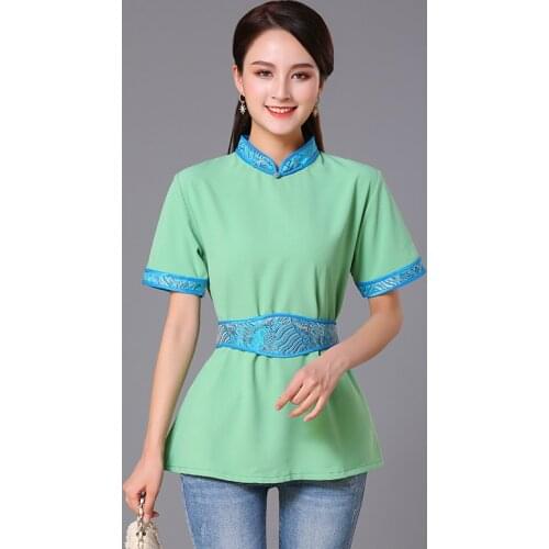 Summer Tang Suit Top Women Chinese Style Traditional Clothes Chiffon short sleeve ethnic clothing Asian costume