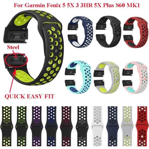 Metal Easy Fit Straps For Garmin Fenix 6X 6 6S Pro 5X 5 5Plus 3HR Forerunner 935 Silicone Breathabl Band Quick Release Wirstband