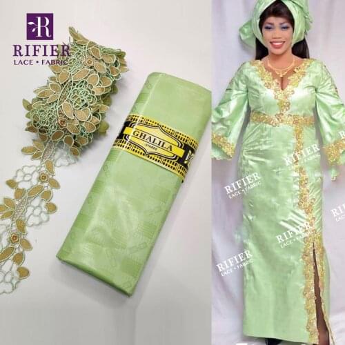 Mint Green 5+5 Yards Stones Ribbon Lace 2021 High Quality Bazin Riche Fabric Indian Women Sewing Clothing Guipure Lace Fabrics