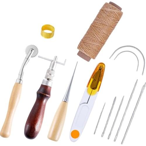 KAOBUY Leather Craft Starter Kit And Supplies Leather Thread, Sewing Needles, Awl, Scissors,Leathercraft Accessories