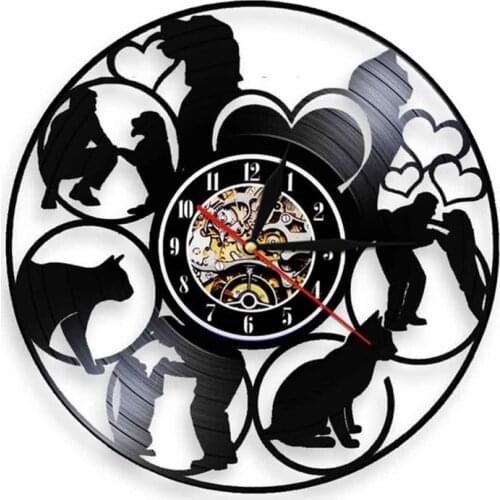 Animals Care Vinyl Record Clock Pet Health Clinic Wall Clock Pet Clinic Wall Sign Dog Cat Care Wall Decor Dog Cat Lovers Gift
