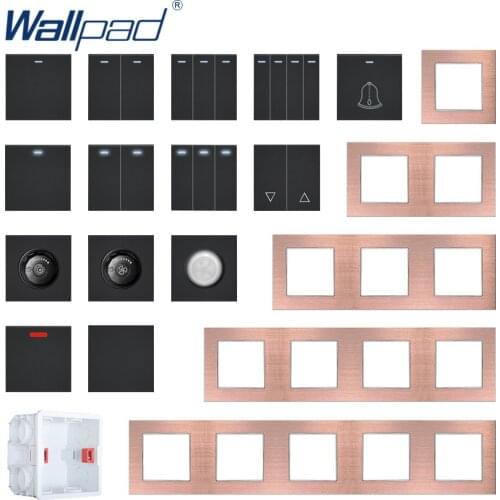 Wallpad Brown Aluminum Panel Wall Light Switch Function Key Only DIY Free Combination 52*52mm 1 2 3 4 5 Multiple Frame