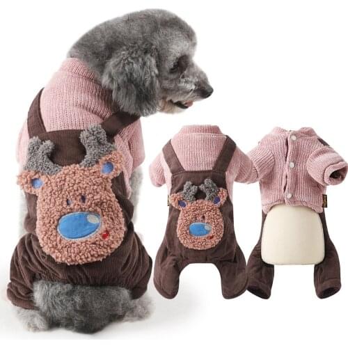 New Double-Layer Corduroy Pet Clothes Stylish Cartoon Thickened Pet Costume Clothes Dog Apparel For Winter