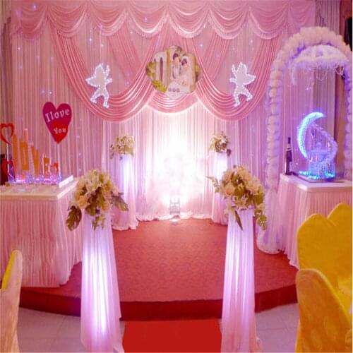 New Design Pure White 3mx6m(10ft*20ft) wedding stage decoration Wedding Backdrop with Beatiful Swag Wedding drape and curtain