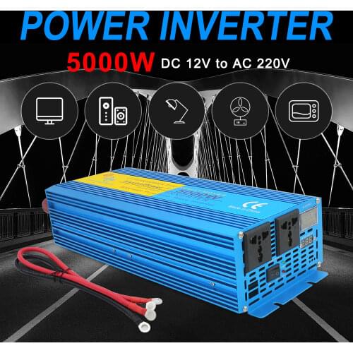 5KW Pure Sine Wave Inverter 2000W/5000W DC 12V/24V to AC 110V/220V 50Hz/60Hz LED Voltage Digital Display Solar Power Converter