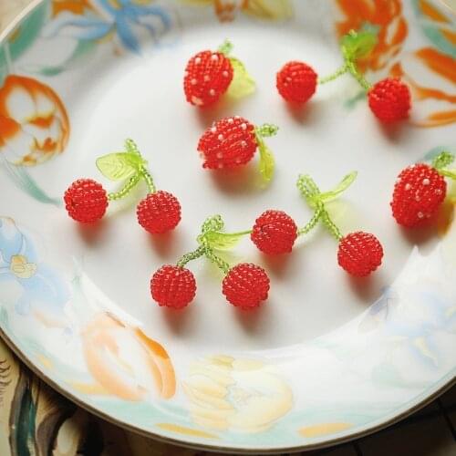 Fruit Stud Earrings Handmade Three-dimensional Rice Bead Weaving Hanging DIY Jewelry Accessories