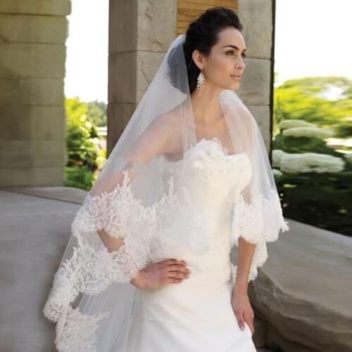 Cathedral Long Bridal Veils with Comb 2 Layers 3 Meters Wedding Veils Lace Appliques Edge Sequins Velos de Noiva Accessiories