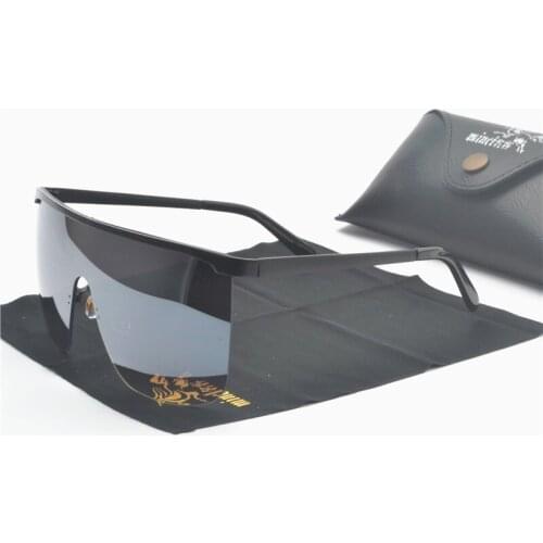 Hot oversized rimless sunglasses men big size 2019 black yellow one lens large windproof red shades for women uv400 with box NX