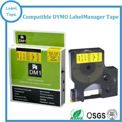 Compatible DYMO D1 label tape 9mm*7m black on yellow 40918 for dymo labelmanager printer 160/210D