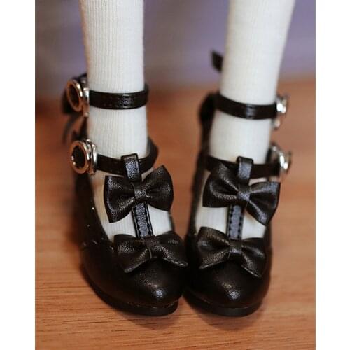 BJD doll shoes are suitable for 1/3 1/4 dress bow-tie double-button shoes high-heeled shoes small shoes doll accessories