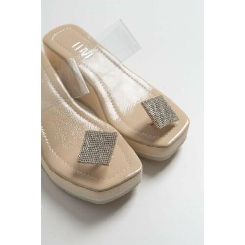 Luxury Shoes Heel for Women Slip On Square Heel Summer Slippers Prom Platform High Stripper Fashion Shoes Made in Turkey