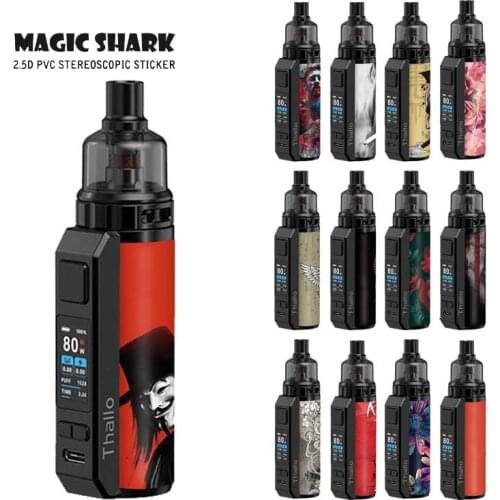 Magic Shark 2.5D Stereo Skull Devil Druid USA Flag Messi Flower Stereo Cover Case Sticker Skin Tape Film for Smok Thallo