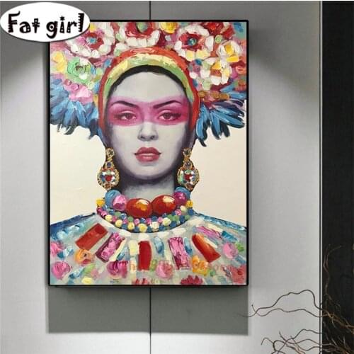 Jewelry Dress Up African Woman Diamond Painting 3D Diy Cross Stitch Painted Embroidery Mosaic Living Room Christmas Gifts