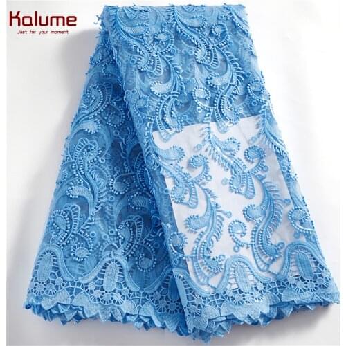 Kalume Brocade African Net Lace Fabric Jacquard 5 Yards Nigerian Gilding Lace Fabric High Quality Net Lace For Diy Dress F2532