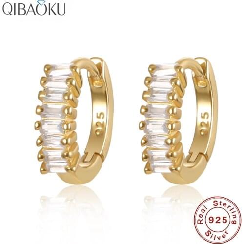 Hot Sale 925 Sterling Silver Earring Gold Color Small Circle Hoop Earrings For Women Birthday Simple Noble Jewelry Gift NO.14