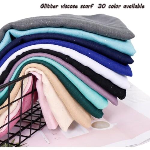 Women glitter viscose hijab scarf Solid color shimmer muslim scarves wrap long muslim voile Islamic plain scarves/scarf 30 color