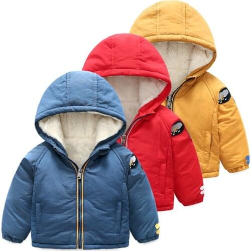Winter Kid Plus velvet Fluffy coat Thick cotton Fashion Boy girl brand Cartoon Windbreaker Warm Cashmere toddle clothes clothing