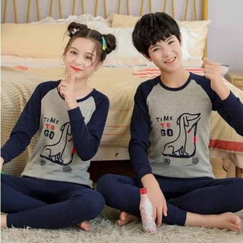 Winter Cotton Clothes for Teens Girls Pajamas Set Children Sleepwear Home Suit Long Sleeve Pyjamas Kids Boys 10 12 14 16 18Years
