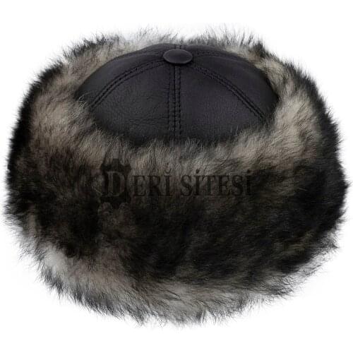 Unisex Shearling Sheepskin Winter Fur Hat - Handmade Leather Hat