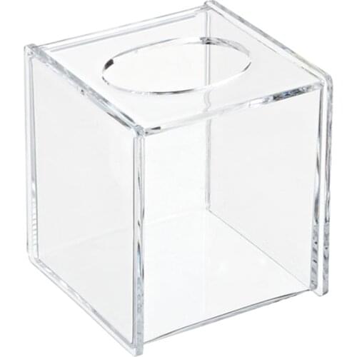 1 pc Tissue Box Fashion Acrylic Square Transparent Tissue Holder Paper Storage Box Tissue Case for Home Restaurants Hotels