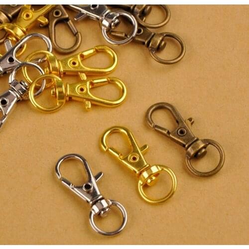 200Pcs 32mm Metal Carabiner Clip Swivel Trigger Dog Buckle KeyRing KeyHooks retaining ring DIY Craft Lobster Clasp