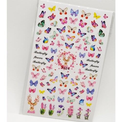 3D Nail Sticker Fly Butterfly Slider Nails Art Decoration Wraps Decals Deer Design Adhesive Manicure Tips Stickers Pegatina