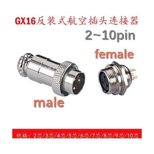 5female+5male=5set)/lot Air plugs 4 core GX16 aviation plug reverse mounted gold plated M16 connector GX16 reverse loading