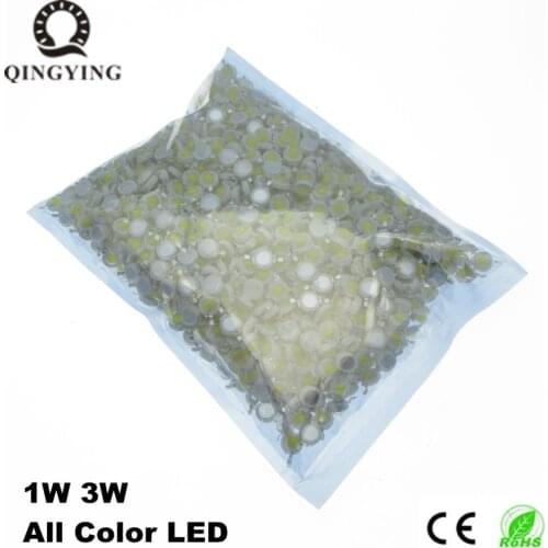 500pcs 1W 3W LED Bulb Diodes Whie 3000K 4000K 6000K Warm White RGB Red Green Blue Yellow UV Orange Plant Grow Light Source