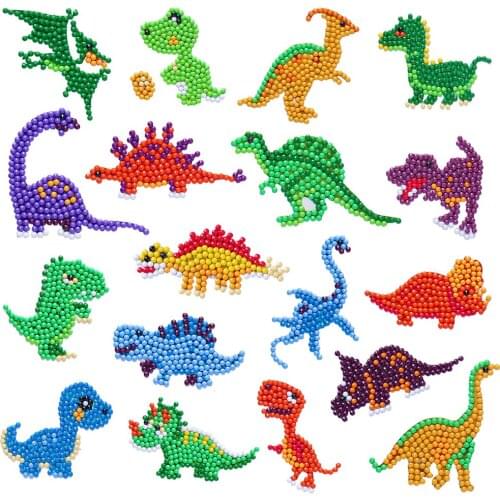 6/ 9/ 18 Pcs 5D DIY Dinosaur Diamond Painting Kits DIY Mosaic Diamond Stickers Craft Water Bottle Refrigerator Graffiti Stickers