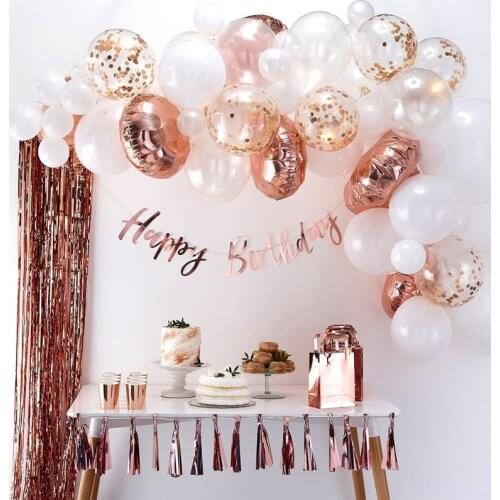 64pcs/Set Rose Gold Balloon Garland Kit Wedding Baby Shower Birthday Party Decorations Backdrop Arche Ballon Decor