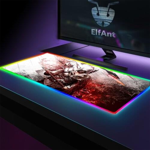 Gamer Accessories Cute Computer Mause Pad Kawaii Gaming Mausepad Anime Madmouse Cute Play Mat RGB LED for Girls Assassins Creed